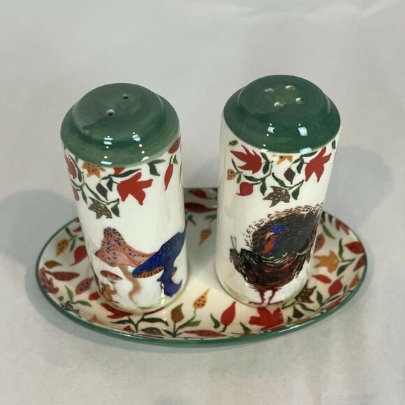 Anthropologie Thanksgiving Salt & Pepper Shakers Inslee Fariss Autumn's Bounty - Picture 5 of 12